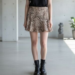 MI Ami leopard print flared mini skirt